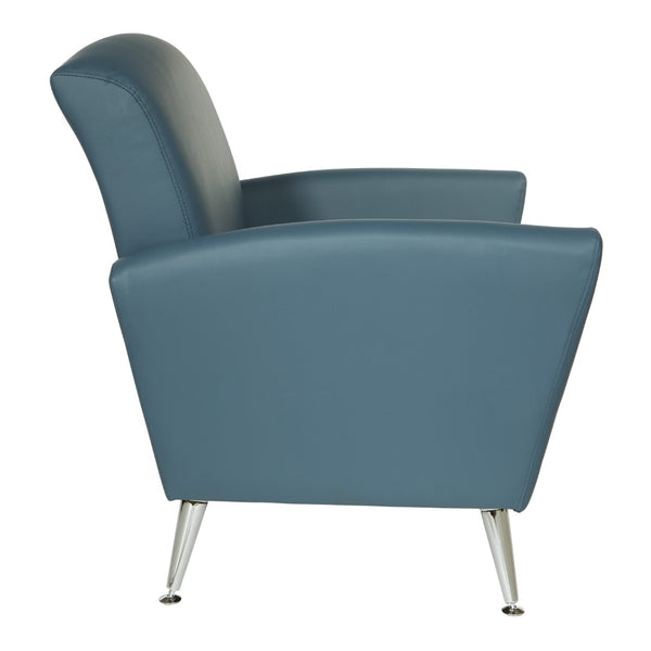 OSP Home Furnishings Club Chair with Antimicrobial Dillon Fabric and Chrome Legs for Modern Office Lounges Blue SL50551-R105