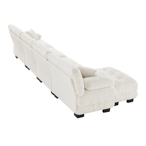 English Elm Free Modular Sectional Sofa - L-Shaped 4-Seater Couch In Vintage Chenille With Convertible Ottoman W714S01005