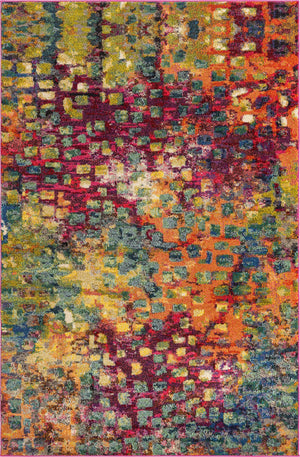 Unique Loom Jardin Ivy Machine Made Abstract Rug Multi, Cream/Light Blue/Navy Blue/Gray/Gold/Green/Burgundy/Orange/Purple/Violet/Pink 5' 1" x 8' 0"