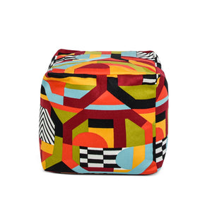 English Elm Pouf Oversized Embroidered Cube Ottoman with Colorful Bohemian Design for Any Living Space B2719P238438