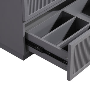 English Elm 30 Inch Bathroom Vanity With Ceramic Sink Combo - Modern Gray Freestanding Storage Cabinet Set W1550S00046