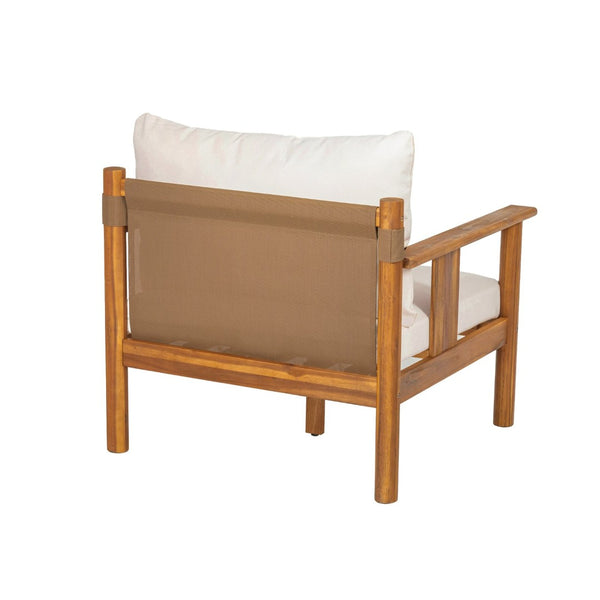 English Elm Patio Acacia Wood Club Chair with Textilene Back and Cushion for Outdoor Decks N776P369380W