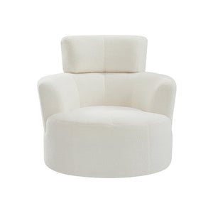 English Elm 360° Swivel Chair - Plush Upholstered Barrel Accent Chair With Adjustable Headrest For Home & Office N719P272676A