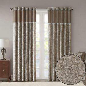 English Elm Jacquard Madison Park Aubrey Window Curtain Pair 50x84 Blue Taupe Platinum Jacquard Paisley Panels B035100442