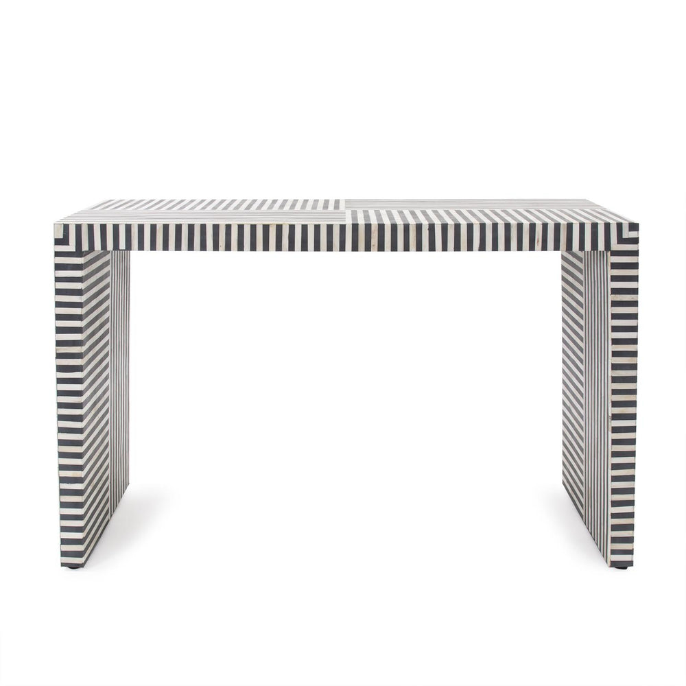 Howard Elliott Optimist Console Table - Handcrafted Bone Inlay Masterpiece With Intricate Multi-patterned Design Gray Bone Inlay , Resin , Birch , Mdf 45027-howard-elliott