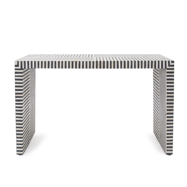 Howard Elliott Optimist Console Table - Handcrafted Bone Inlay Masterpiece With Intricate Multi-patterned Design Gray Bone Inlay , Resin , Birch , Mdf 45027-howard-elliott