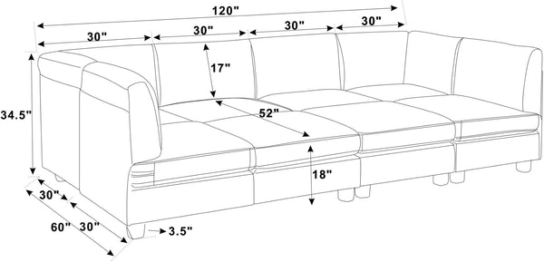 English Elm Faux Leather Modular Sectional Sofa Reconfigurable Pu Upholstery Living Room Dark Gray B2748S00183