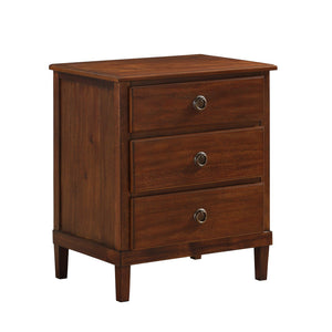 English Elm Chamberlin Brown Solid Wood 3-Drawer Nightstand with Antique Bronze Rings, Full-Extension Glides, 27" H B050P376938