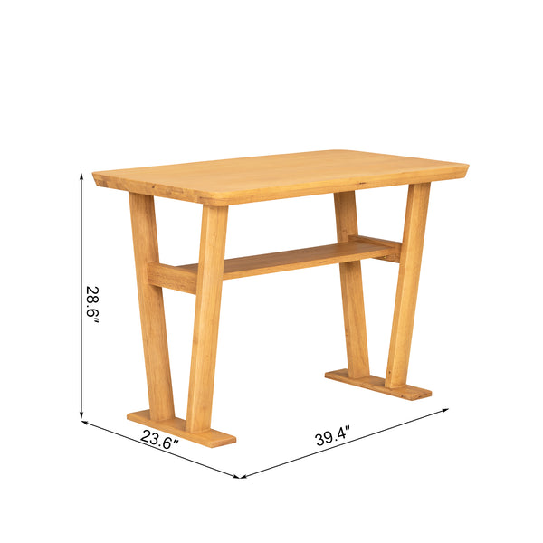 English Elm Small Farmhouse Solid Wood Dining Set for 6 — Space-Saving High Top Corner Table, Bench & Chairs, Cozy Durable Design TWSET2025-3N