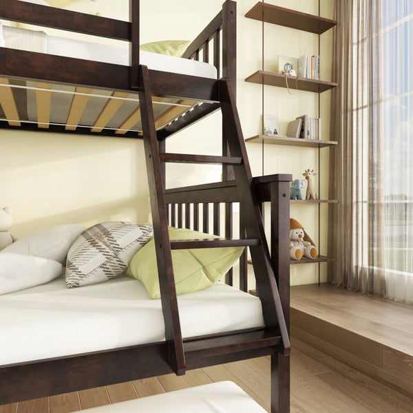 English Elm Twin Over Full Bunk Bed With Trundle - Convertible, Detachable Design In Espresso Finish, Space-Saving W504S00188-GIGA