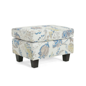 English Elm Upholstered Compact Ottoman with Birch Legs Padded Footrest for Living Room Decor N757P377351F
