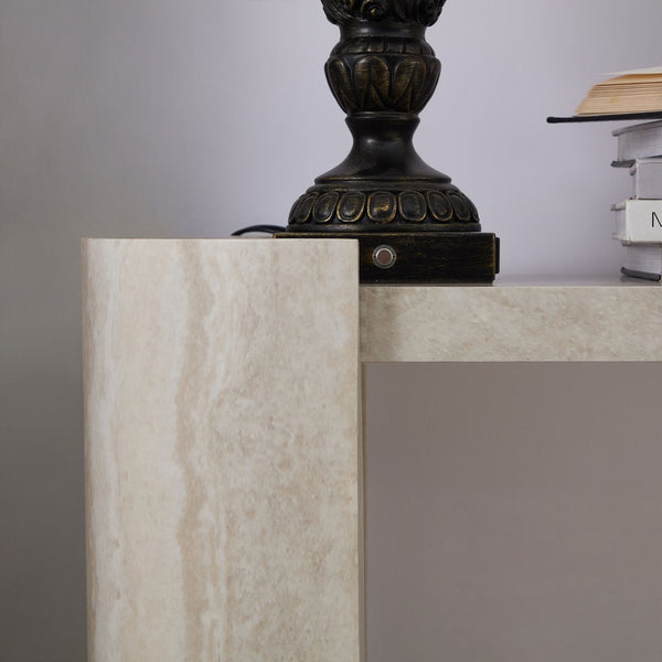 English Elm 53.15 Inch Faux Marble Console Table Slim Mdf Sofa Entry Hallway Modern Decor W2582P427846