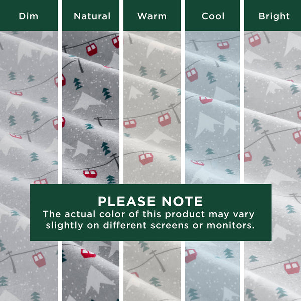 English Elm 4 Pcs Queen Sheet Set - Cozy Grey Flannel With Ski Jump Design For Ultimate Warmth & Comfort B035P319788