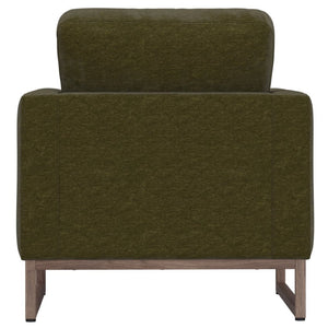 English Elm Green Olive Upholstered Accent Chair with Tapered Metal Legs for Mid-century Living Rooms B2709P486926