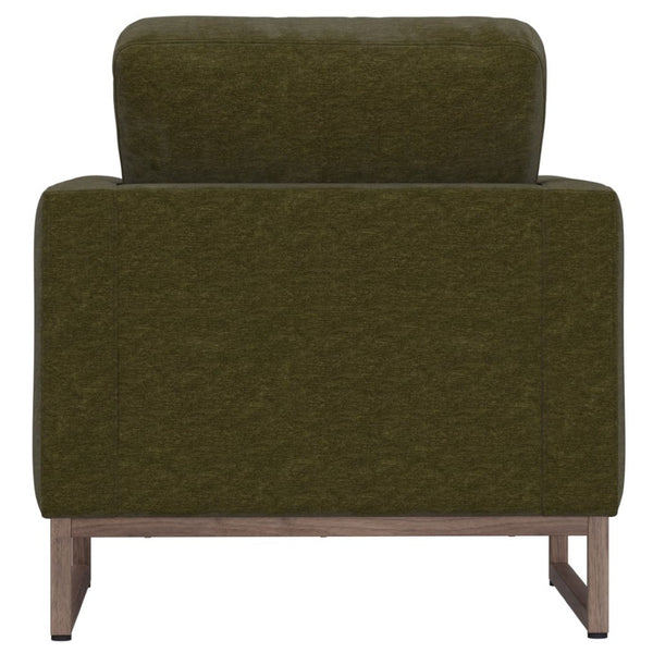 English Elm Green Olive Upholstered Accent Chair with Tapered Metal Legs for Mid-century Living Rooms B2709P486926