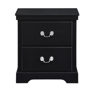 English Elm 1 Piece Classic Traditional 2 Drawers Nightstand Black Finish Bedroom Furniture Wooden Bedside Table Cabinet