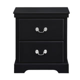 English Elm 1 Piece Classic Traditional 2 Drawers Nightstand Black Finish Bedroom Furniture Wooden Bedside Table Cabinet