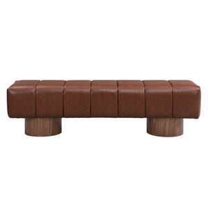 English Elm Christopher Knight Home® - Upholstered Multi-Purpose Dining Bench 64" No-Assembly Entryway Seat 300lb Capacity Modern PU Upholstery Brown N779P253550B