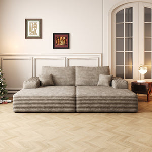 English Elm 74.8" Modern Sofa Bed – Stylish Camel Corduroy Sleeper & Lounger, No Assembly, Perfect For Any Space! W2824S00060