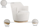 Clarita Cream Boucle Fabric Swivel Accent Chair 450Cream Meridian Furniture