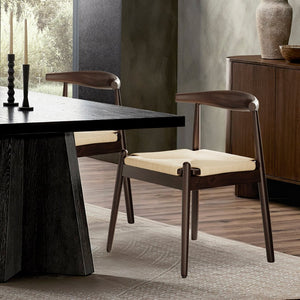 English Elm Weave Dining Chairs Set Of 2 - Mid-Century Modern Oak Frame With Handwoven Seats For Any Space T3623P371951-GIGA