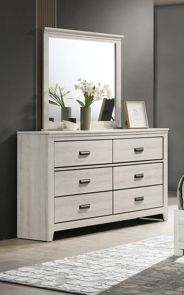 English Elm 1pc Rustic Contemporary Brown Finish Five Storage Drawers Wooden Bedroom Furniture with Metal Hardware, 61" Dresser Beige,White 63.86 L x 18.58 W x 39.96 H B011P367186