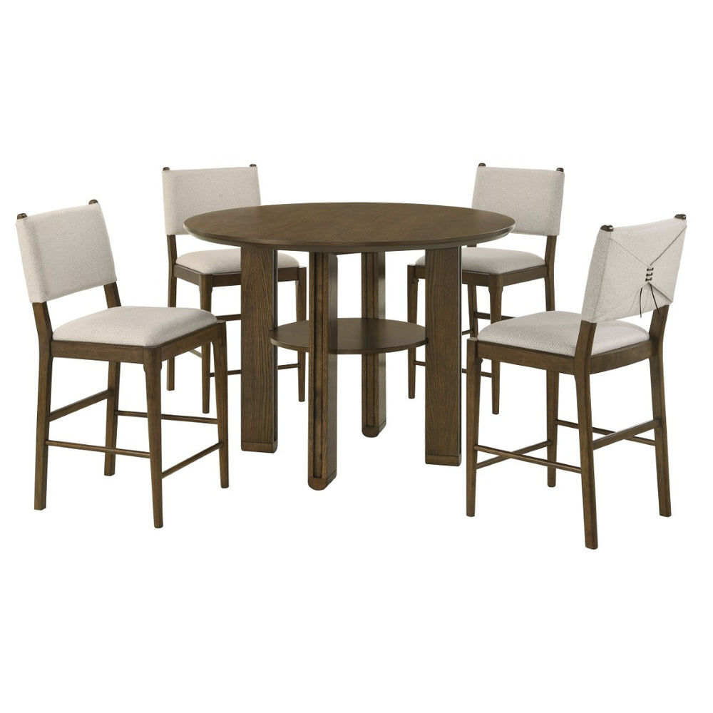 English Elm Aston Mid-century Counter Height Dining Set Walnut Finish Bentwood Chairs for Kitchen B062S01623