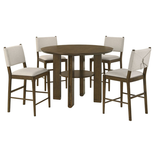 English Elm Aston Mid-century Counter Height Dining Set Walnut Finish Bentwood Chairs for Kitchen B062S01623