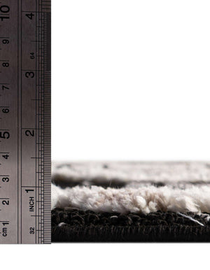 Unique Loom Cherokee Boone Machine Made Geometric Rug Fossil Gray, Ivory/Black 2' 0" x 12' 2"