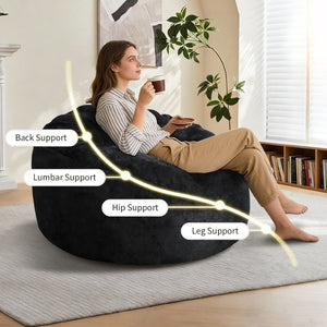 English Elm Ultra-comfort Oversized Bean Bag Floor Chair with Foam Bead Fill for Gaming Reading Lounge Black W3737P459106