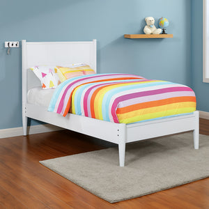 English Elm Mid-Century Twin Platform Bed In Elegant White Finish – Stylish, Durable, And Space-Saving Design B016S00036