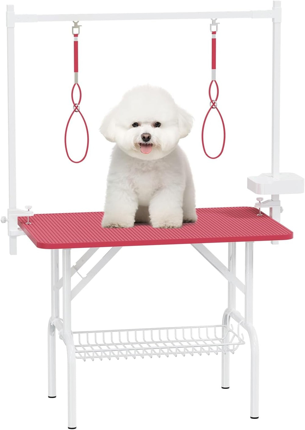 English Elm 36''large Folding Dog Grooming Table with Arm Noose Mesh Tray for Home Pet Care W3587P358715