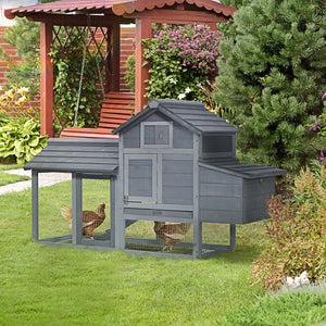 English Elm Pawhut Solid Fir Elevated Chicken Coop with Nesting Box and Run for Backyard Flocks W2225P217060