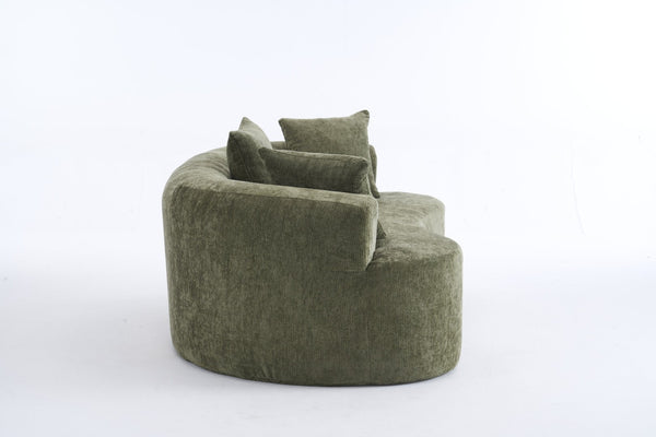English Elm Crescent-shaped Curved Chenille Loveseat Low Profile Deep Seat Modern Living Room Sofa Green W5188P450346