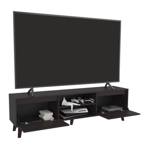 English Elm TV Walnut Entertainment Console for TVs up to 75" — 70.8" Modern Cabinetry, Scratch-Resistant Finish B128P387083