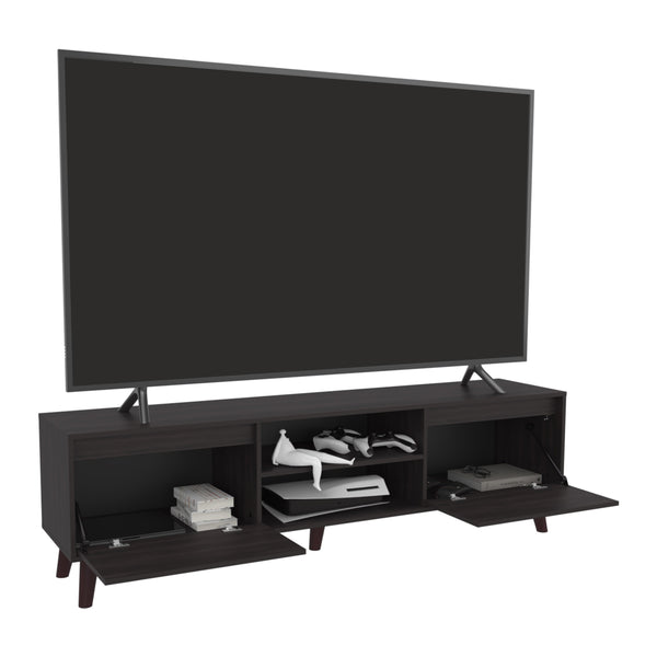 English Elm TV Walnut Entertainment Console for TVs up to 75" — 70.8" Modern Cabinetry, Scratch-Resistant Finish B128P387083