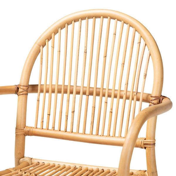 English Elm Modern Boho Rattan Rod Dining Chair Set of Two with Crisscross Base for Casual Spaces B2750P420359