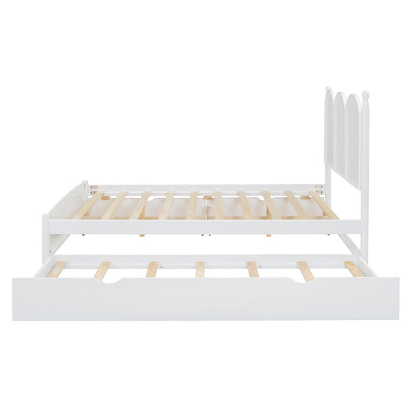 English Elm Queen Size Platform Bed With Twin Xl Trundle, 2 Storage Drawers, Elegant Design For Space-Saving N820S00025K-GIGA