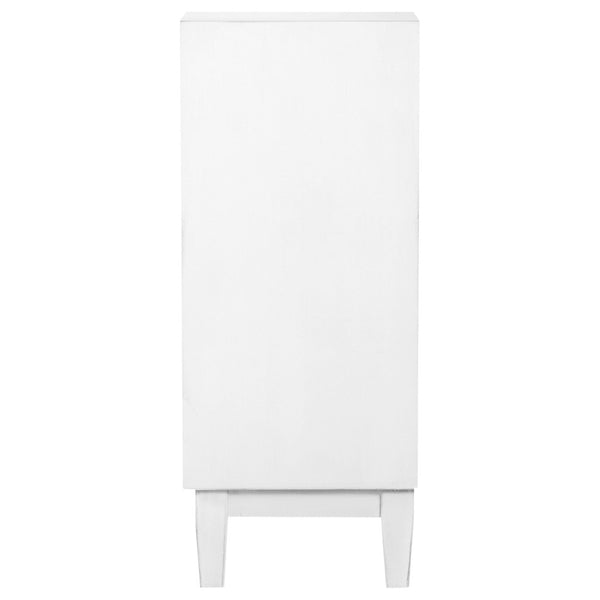 English Elm Carillon Honeycomb Relief White Accent Cabinet with Sculptural Doors for Entryway Storage B062P441318