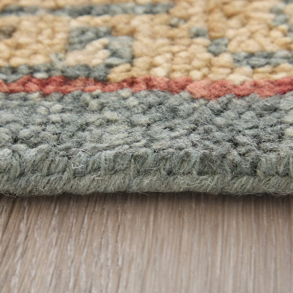 Feizy Rugs Carrington Hand Knotted Premium Wool Rug With Traditional Oushak Motifs And Elegant Fringe Accents Blue,Red,Gold Wool 9826499fblurste50