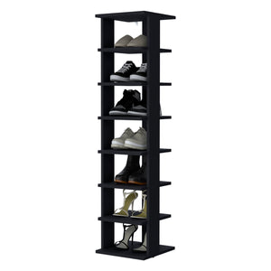English Elm Wenge 7-Tier Tall Vertical Shoe Rack with Rich Wood Grain Finish, Durable Melamine Frame, Space-Saving B062P373789