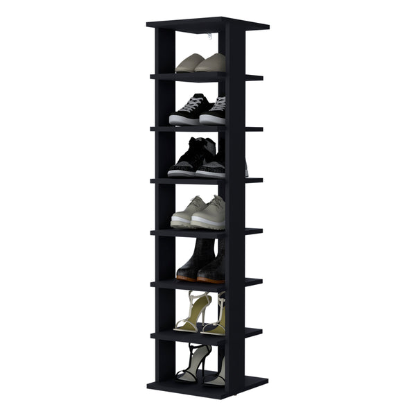 English Elm Wenge 7-Tier Tall Vertical Shoe Rack with Rich Wood Grain Finish, Durable Melamine Frame, Space-Saving B062P373789