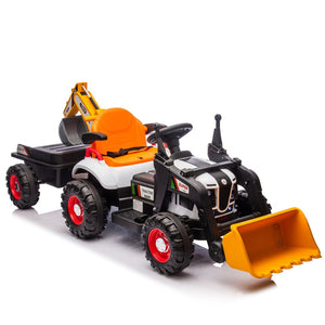 English Elm 24v Kids Electric Ride on Construction Tractor Swivel Seat Remote Control Toy W1578P294833
