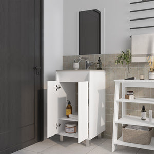 English Elm Saratoga Space-Saving Bathroom Cabinet with 2 Soft-Close Doors, White Melamine, Scratch-Resistant Finish B128P314812