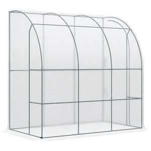English Elm Outsunny Walk-in Lean-to Greenhouse with Pe Cover Roll-up Window and Ground Stakes W2225P217644