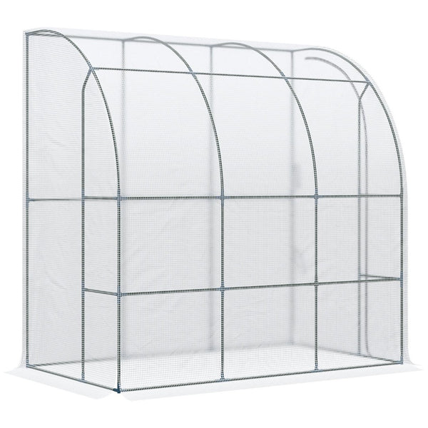 English Elm Outsunny Walk-in Lean-to Greenhouse with Pe Cover Roll-up Window and Ground Stakes W2225P217644