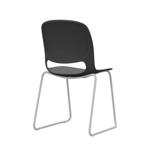 English Elm Modern Stacking Chairs Set of 4 Black – Ergonomic Polypropylene Seats, Steel Frame, Durable 180KG Load W3788P368813