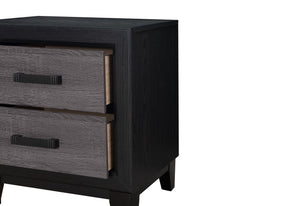 English Elm SOLUTO Rustic Grey & Black Nightstand – Urban Farmhouse Solid Wood + MDF, 2 Drawers & Metal Hardware B201P215852