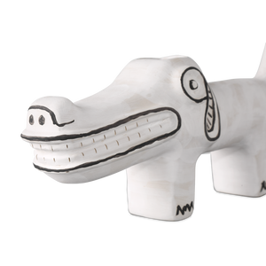 Spot the Dog: Exquisite Handmade Porcelain Vessel with Whimsical Black Details - Contemporary Art Decor