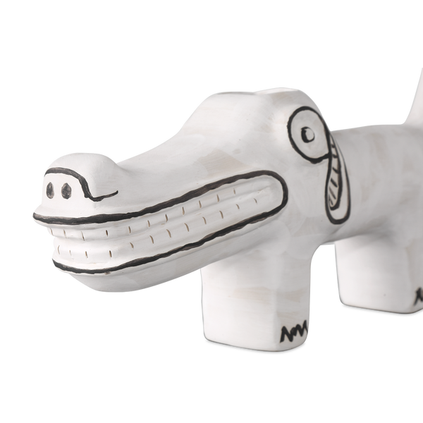 Spot the Dog: Exquisite Handmade Porcelain Vessel with Whimsical Black Details - Contemporary Art Decor